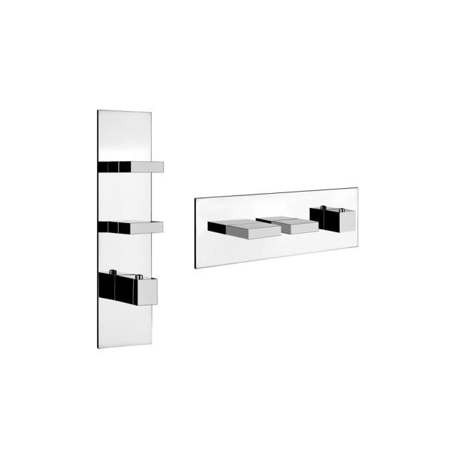 Gessi Rettangolo Wellness 43103+43024 Mitigeur thermostatique + partie intégrée in Chrome