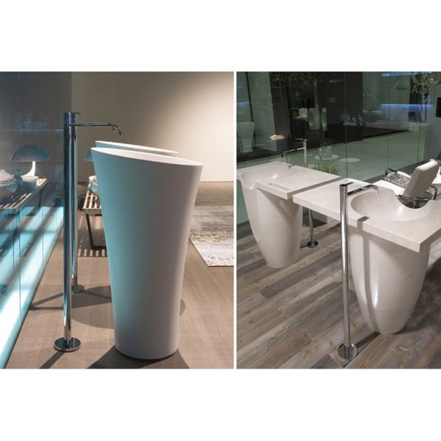 Antonio Lupi Bikappa BK902N+BK903IN Mitigeur de lavabo sur pied monocommande in Chrome Poli